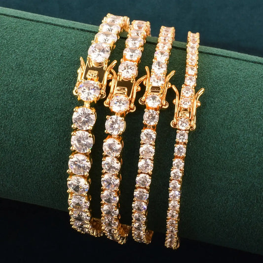 Moissanite Tennis Bracelet S925 Gold Plated 3mm to 6mm Sparkle VVS Moissanite Tennis Chain