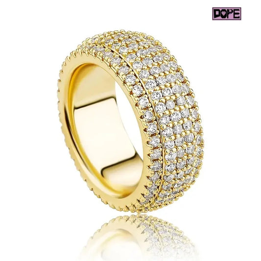 Hip Hop Moissanite Ring Men S925 Silver Gold Plated Hand Setting VVS Eternity Moissanite Ring