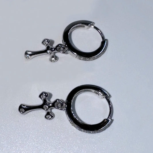 Earrings Custom Drop Cross 925 Silver Vvs Iced Out Moissanite Earrings