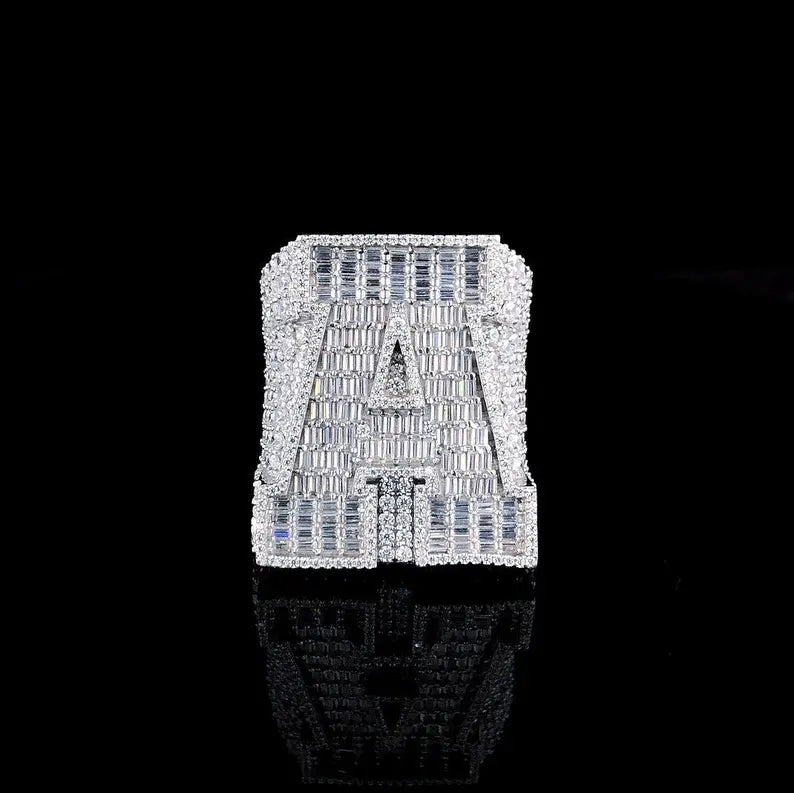 VVS Iced Out Hiphop Baguette Fully Custom Championship Ring 925 Sterling Silver Buss Down Moissanite Ring