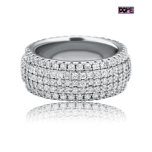 Hip Hop Moissanite Ring Men S925 Silver Gold Plated Hand Setting VVS Eternity Moissanite Ring