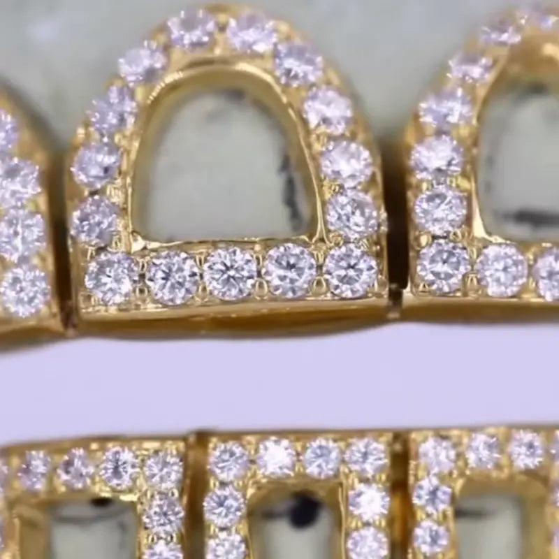 Hiphop Jewelry Diamond Grillz for Teeth 925 Sterling Silver Iced Out New Design Custom Moissanite Grillz