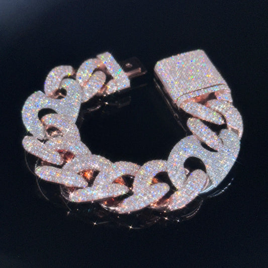 Hiphop Jewelry Miami Cuban Link Chain S925 Silver 20mm 4Rows Vvs Diamond Iced Out Dope Moissanite Cuban Bracelet