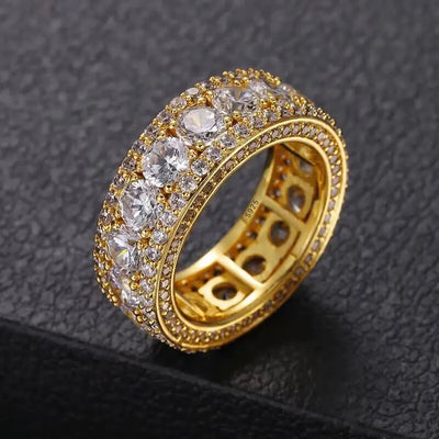 VVS Moissanite Iced Out Hiphop Men's Statement Ring Eternity 925 Sterling Silver Sparkling Moissanite Ring