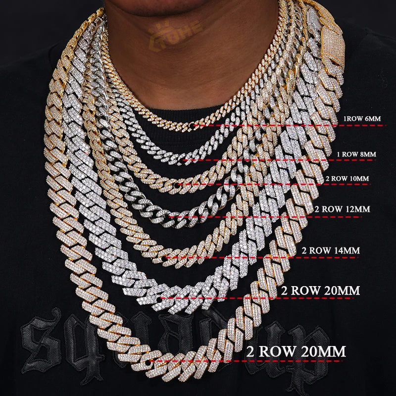 Iced Out Cuban Link Sterling Silver 925 With Moissanite, Length - 24in Necklace