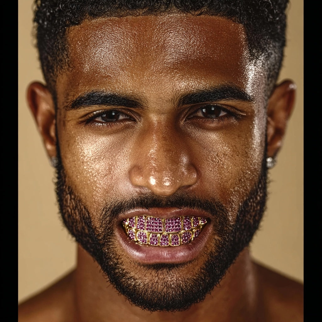 6 Teeth Purple Micro Pave CZ Grillz