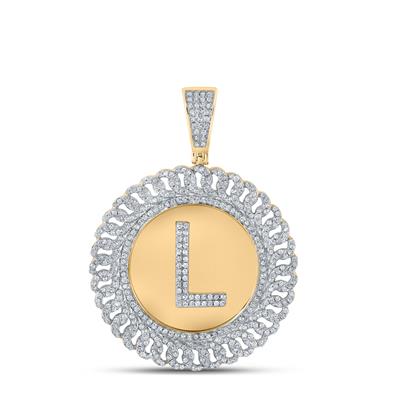 10K YELLOW GOLD ROUND DIAMOND L LETTER CHARM PENDANT 1-1/5 CTTW