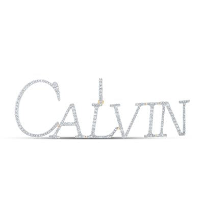 10K YELLOW GOLD ROUND DIAMOND CALVIN NAME CHARM PENDANT 1-1/3 CTTW