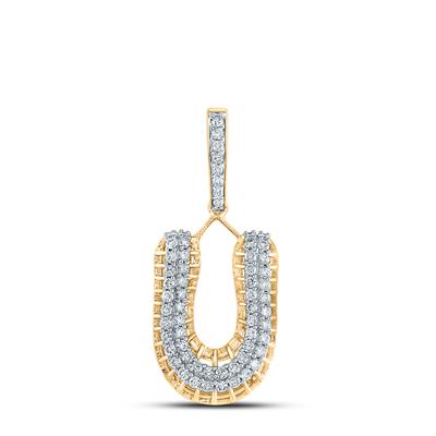 10K YELLOW GOLD ROUND DIAMOND U LETTER CHARM PENDANT 1-1/4 CTTW