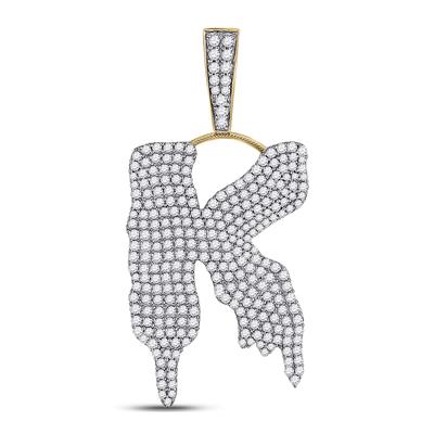 10K YELLOW GOLD ROUND DIAMOND K LETTER CHARM PENDANT 2-1/2 CTTW