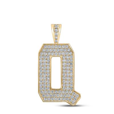 10K YELLOW GOLD ROUND DIAMOND Q INITIAL LETTER CHARM PENDANT 2 CTTW