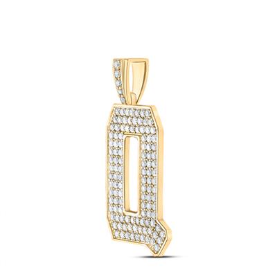 10K YELLOW GOLD ROUND DIAMOND Q INITIAL LETTER CHARM PENDANT 2 CTTW