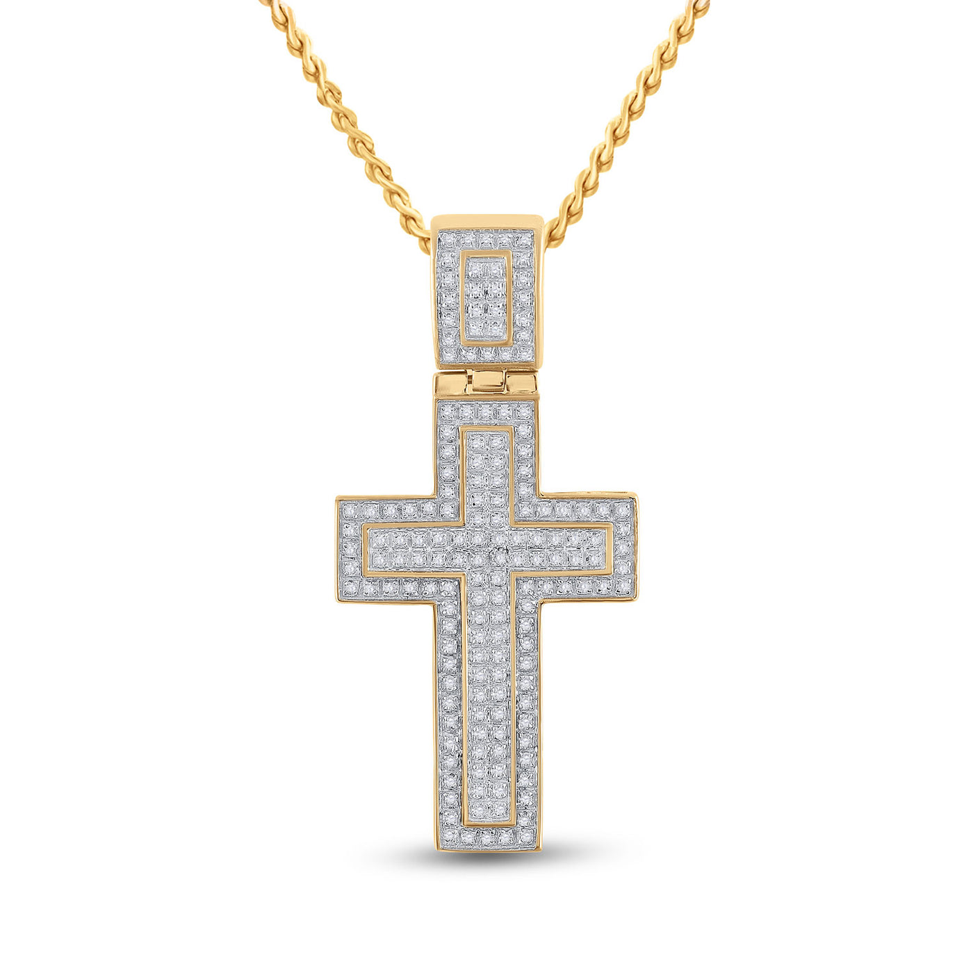 10K YELLOW GOLD ROUND DIAMOND CROSS CHARM PENDANT 1/2 CTTW