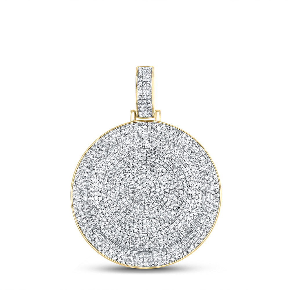 10K YELLOW GOLD ROUND DIAMOND CIRCLE CHARM PENDANT 2-7/8 CTTW