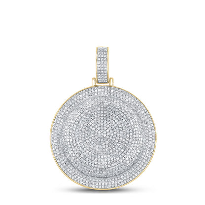 10K YELLOW GOLD ROUND DIAMOND CIRCLE CHARM PENDANT 2-7/8 CTTW