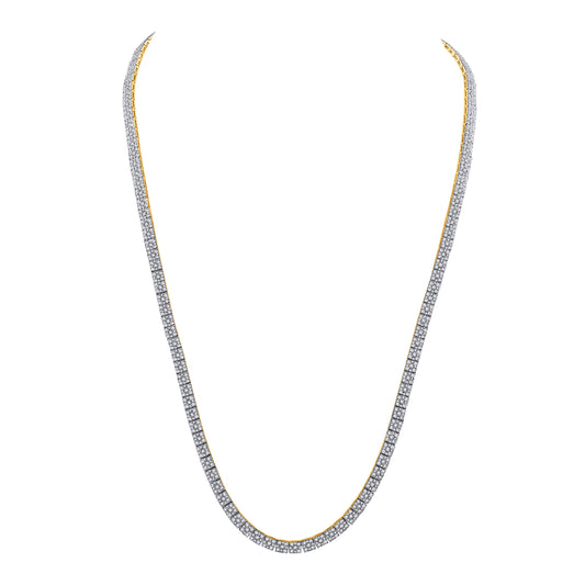 10K YELLOW GOLD ROUND DIAMOND FASHION CHAIN NECKLACE 12 CTTW