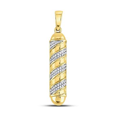 10K YELLOW GOLD ROUND DIAMOND BARBER POLE CHARM PENDANT 1/8 CTTW