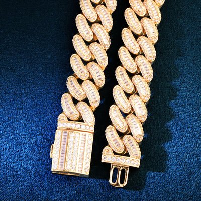 13mm Baguette Miami Cuban Chain Bracelet