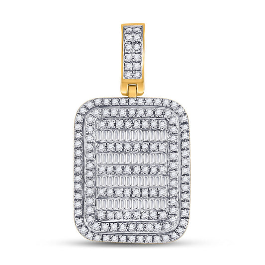 10K YELLOW GOLD BAGUETTE DIAMOND RECTANGLE CHARM PENDANT 3/4 CTTW