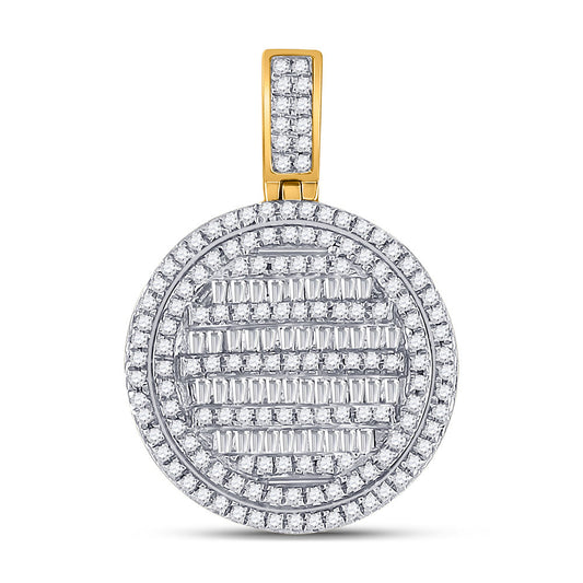 10K YELLOW GOLD BAGUETTE DIAMOND CIRCLE CHARM PENDANT 3/4 CTTW
