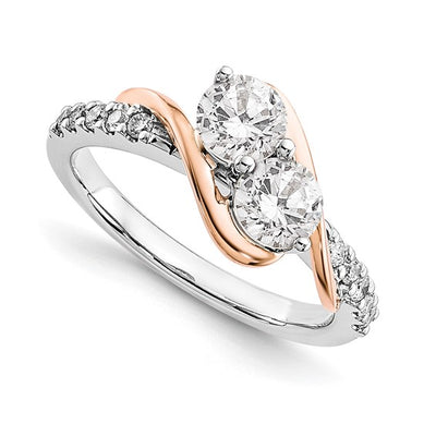 14k White and Rose Gold Diamond Semi-Mount Ring