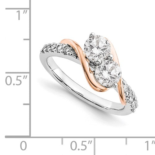 14k White and Rose Gold Diamond Semi-Mount Ring