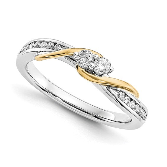 14k White and Yellow Gold Diamond Ring