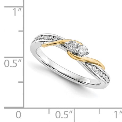 14k White and Yellow Gold Diamond Ring