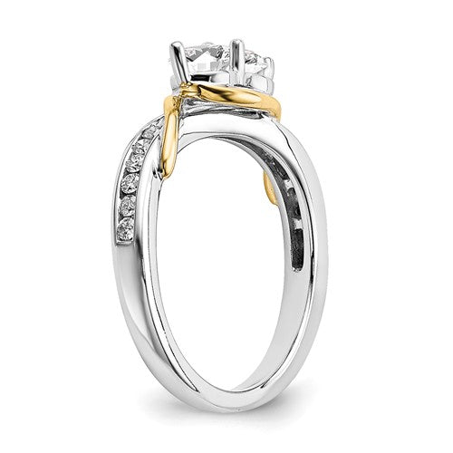 14k White and Yellow Gold Diamond Semi-Mount Ring