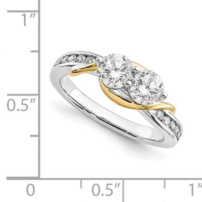 14k White and Yellow Gold Diamond Semi-Mount Ring