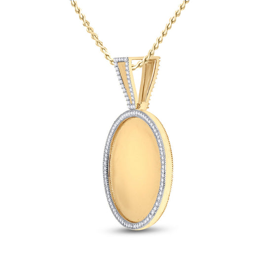 10K YELLOW GOLD ROUND DIAMOND CIRCLE PICTURE MEMORY PENDANT 5/8 CTTW