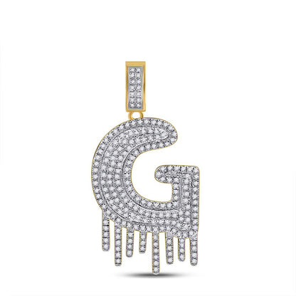 10K YELLOW GOLD ROUND DIAMOND G LETTER CHARM PENDANT 5/8 CTTW