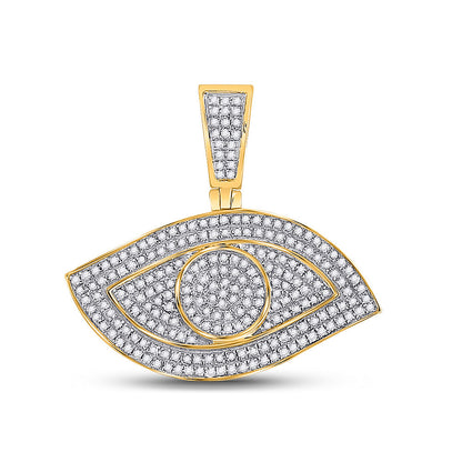 10K YELLOW GOLD ROUND DIAMOND ALL SEEING EYE CHARM PENDANT 5/8 CTW