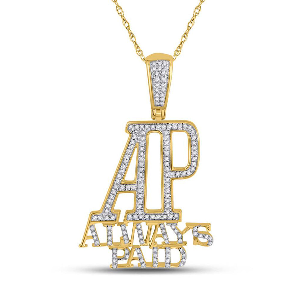 10K YELLOW GOLD ROUND DIAMOND ALWAYS PAID CHARM PENDANT 1/2 CTTW