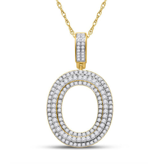 10K YELLOW GOLD ROUND DIAMOND INITIAL O LETTER CHARM PENDANT 1-3/4 CTTW