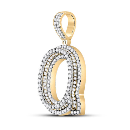 10K YELLOW GOLD ROUND DIAMOND LETTER Q CHARM PENDANT 1-7/8 CTTW