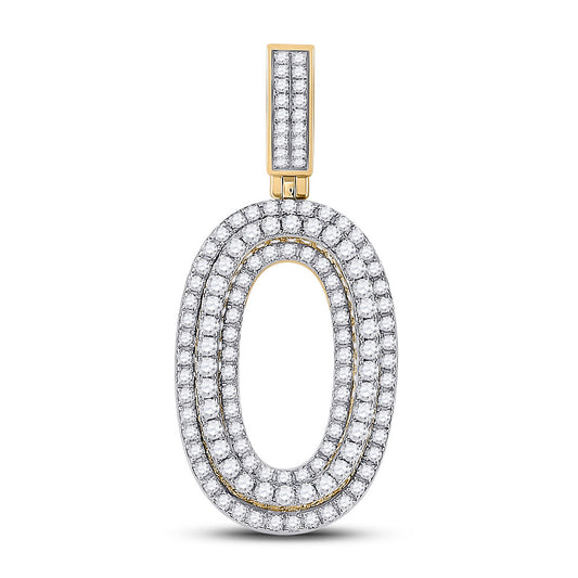 10K YELLOW GOLD ROUND DIAMOND NUMBER 0 CHARM PENDANT 1-5/8 CTTW