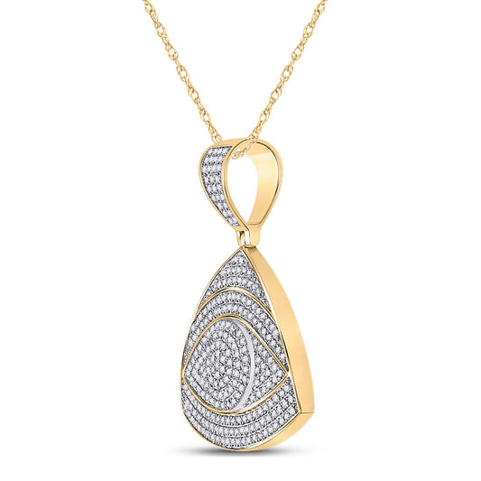 10K YELLOW GOLD ROUND DIAMOND ALL-SEEING EYE TRIANGLE CHARM PENDANT 3/4 CTTW