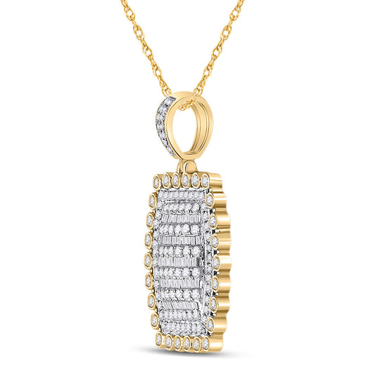 10K YELLOW GOLD ROUND DIAMOND PILLOW CUSHION CHARM PENDANT 2-1/3 CTTW