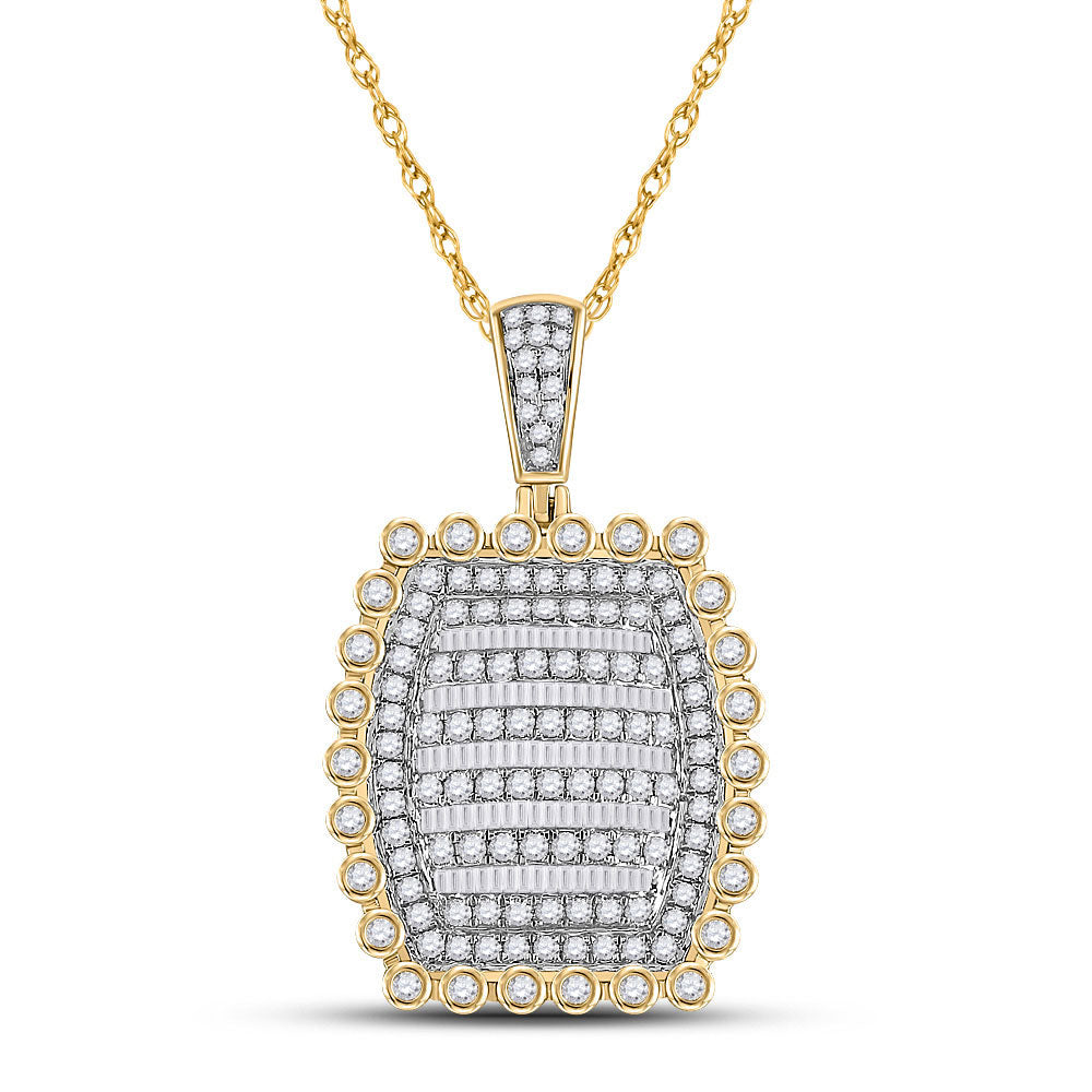 10K YELLOW GOLD ROUND DIAMOND PILLOW CUSHION CHARM PENDANT 2-1/3 CTTW