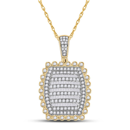 10K YELLOW GOLD ROUND DIAMOND PILLOW CUSHION CHARM PENDANT 2-1/3 CTTW
