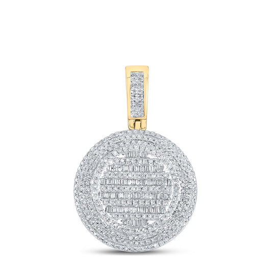 14K YELLOW GOLD BAGUETTE DIAMOND CIRCLE CHARM PENDANT 1-1/3 CTTW
