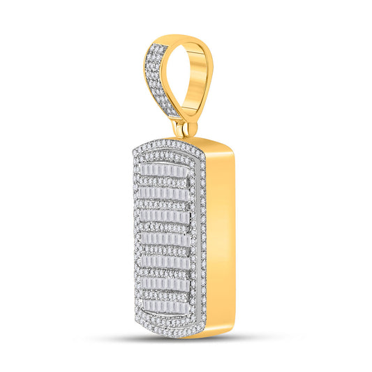 14K YELLOW GOLD ROUND DIAMOND DOG TAG CHARM PENDANT 1-1/6 CTTW