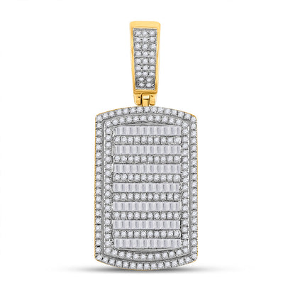 14K YELLOW GOLD ROUND DIAMOND DOG TAG CHARM PENDANT 1-1/6 CTTW