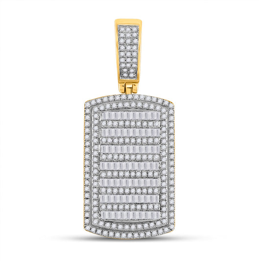 14K YELLOW GOLD ROUND DIAMOND DOG TAG CHARM PENDANT 1-1/6 CTTW
