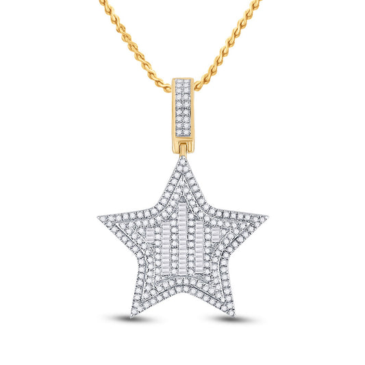 14K YELLOW GOLD ROUND DIAMOND STAR CHARM PENDANT 3/4 CTTW