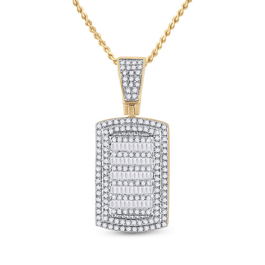 10K YELLOW GOLD ROUND DIAMOND DOG TAG CHARM PENDANT 3/4 CTTW