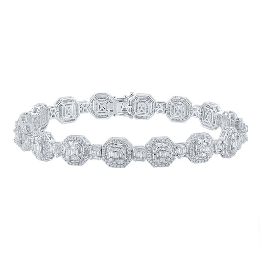 14K WHITE GOLD BAGUETTE DIAMOND LINK BRACELET 6-1/4 CTTW