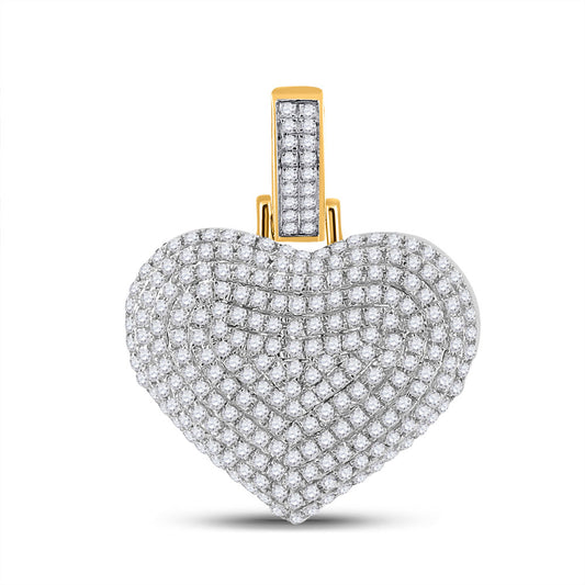 10K YELLOW GOLD ROUND DIAMOND HEART CHARM PENDANT 3/4 CTTW
