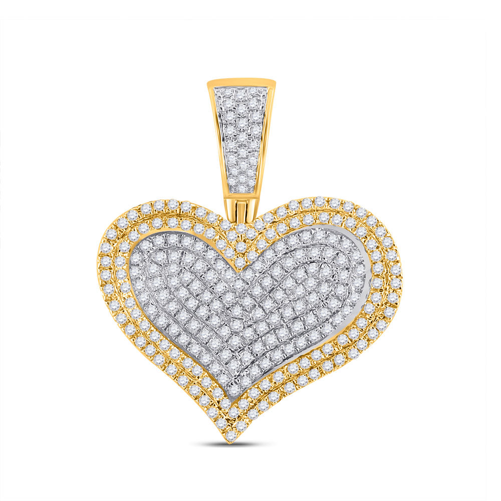 10K YELLOW GOLD ROUND DIAMOND HEART CHARM PENDANT 3/4 CTTW